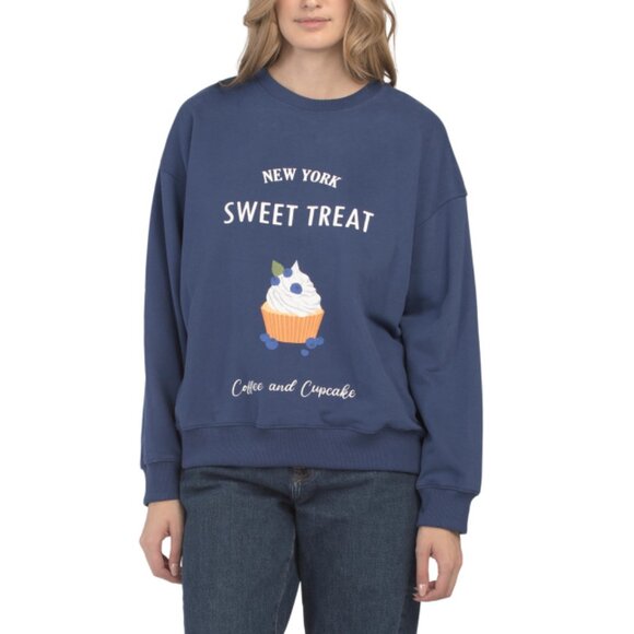 SUNDAY EDITION Blue Sweet Treat Crew Neck Sweatshirt - Picture 1 of 2